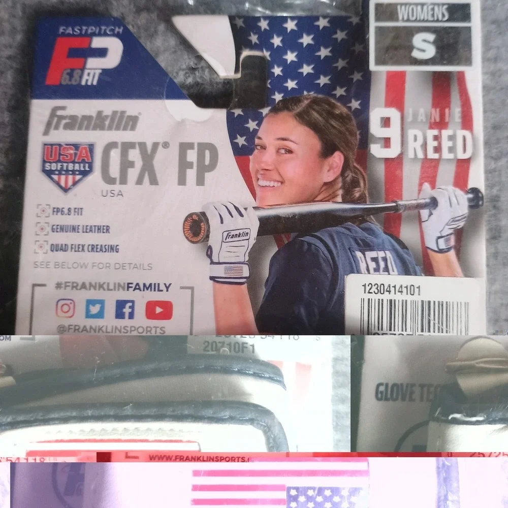 Franklin CFX FP USA Softball Batting Gloves Women's Small Janie Reed NWT